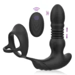 Vibrating and Thrusting Anal Vibrator with Penis Ring Prostate Massager